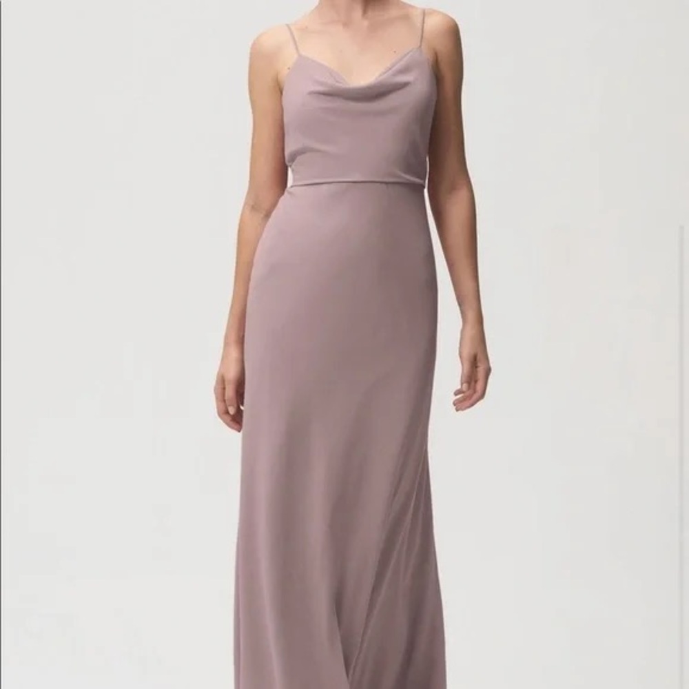 Jenny Yoo Elegant fig Spaghetti Strap Capri Dress size 8 bridesmaid full length